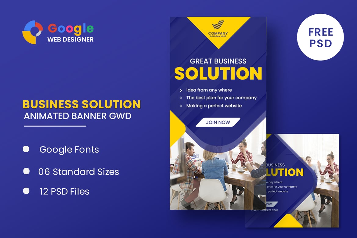 Template Banner Animasi Solusi Bisnis yang Menarik