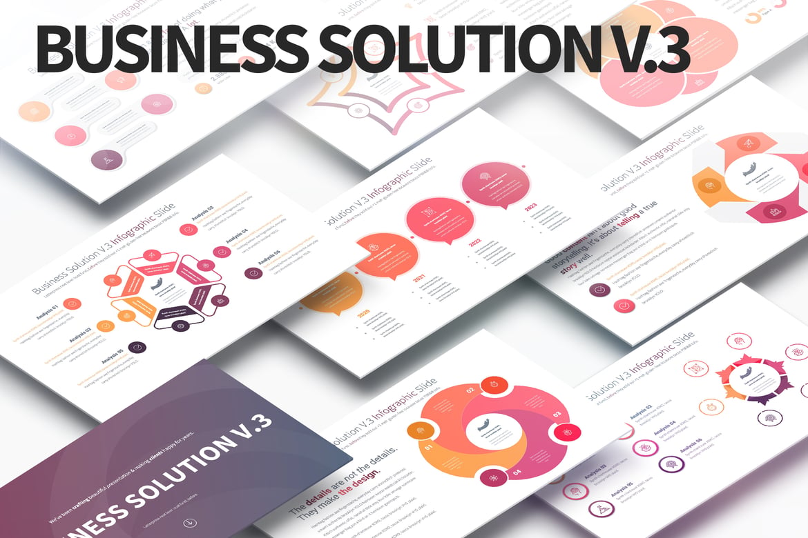 Template PowerPoint Business Solution V.3 - Infografis Menarik untuk Presentasi Anda