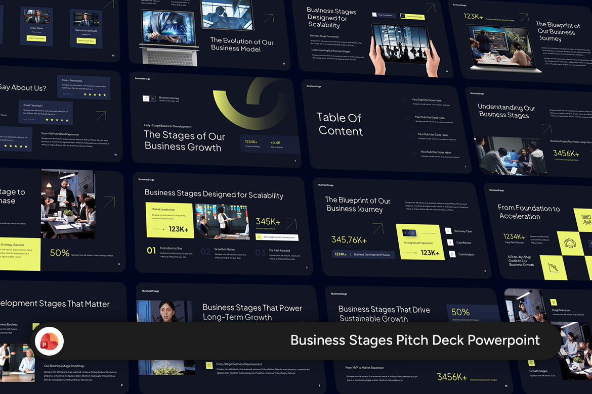 Template Presentasi PowerPoint untuk Tahapan Bisnis yang Profesional