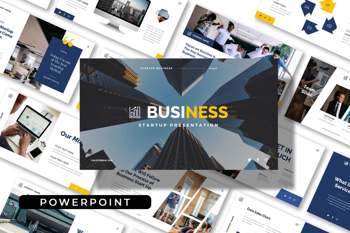 Template PowerPoint Presentasi Bisnis - Startup Modern dan Bersih