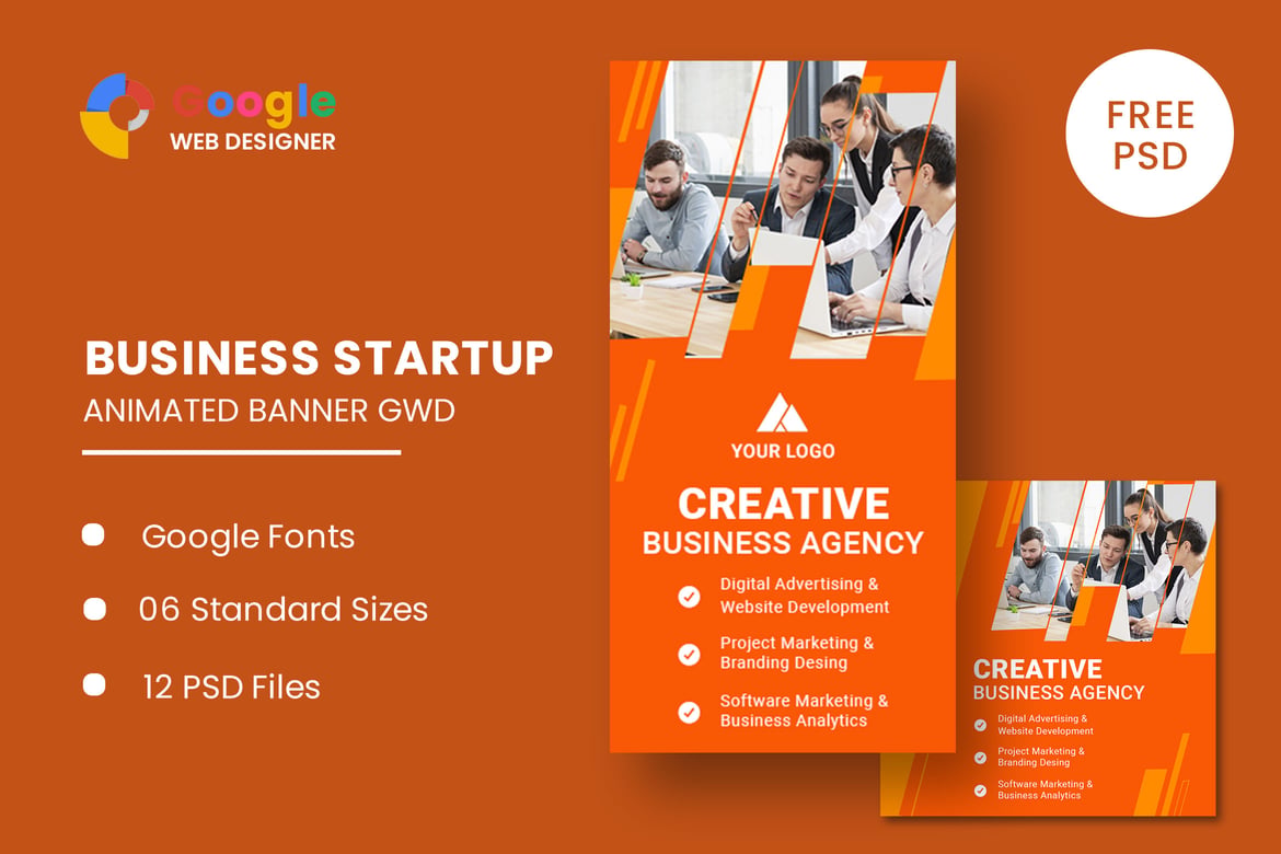 Template Web Banner Animasi untuk Startup Bisnis