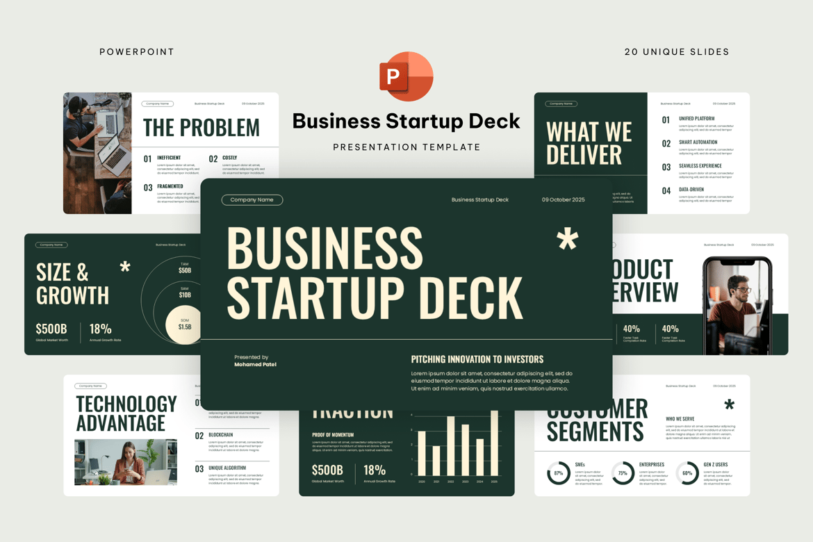Template PowerPoint Deck untuk Startup Bisnis yang Menarik