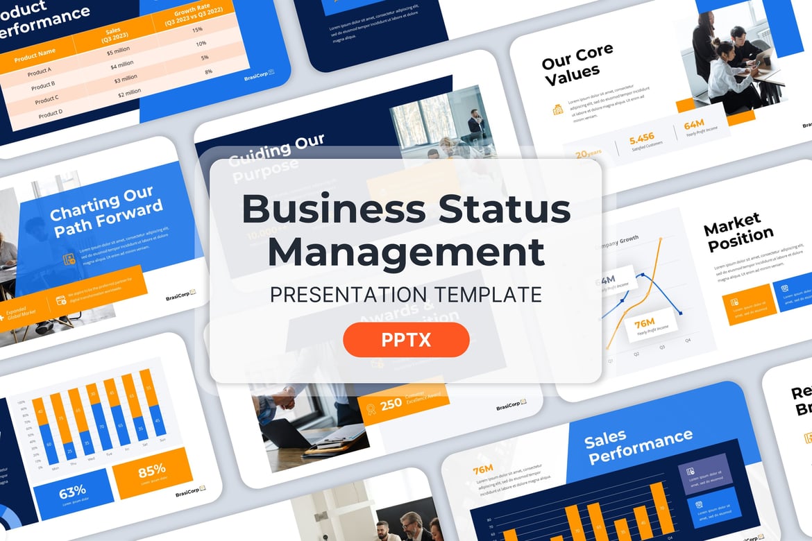 Template Powerpoint Manajemen Status Bisnis yang Profesional