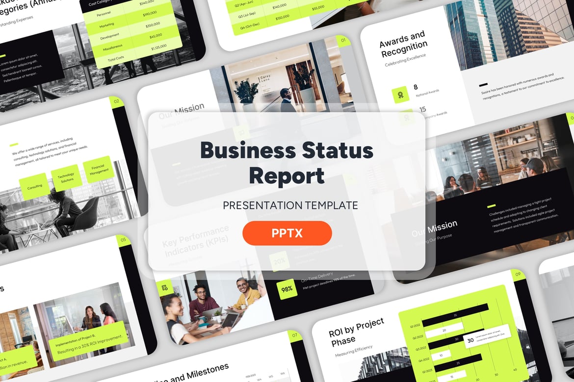 Template Powerpoint Laporan Status Bisnis yang Profesional