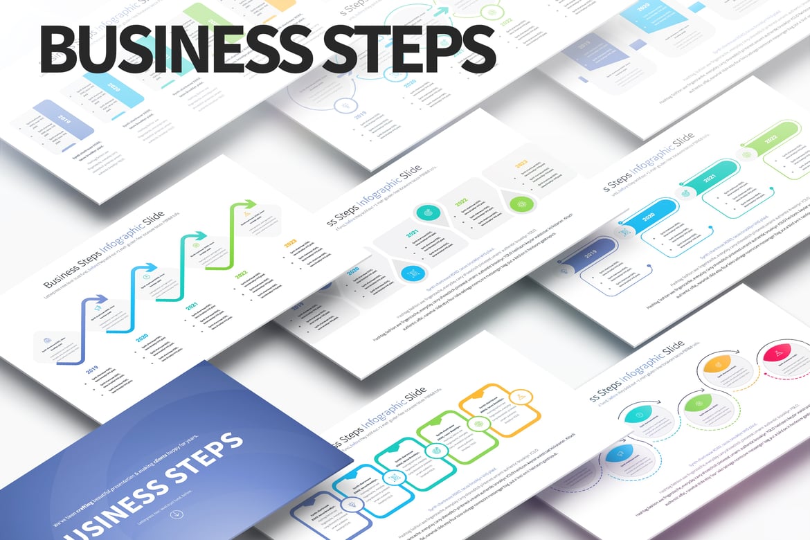 Template PowerPoint Business Steps - Slide Infografis Menarik