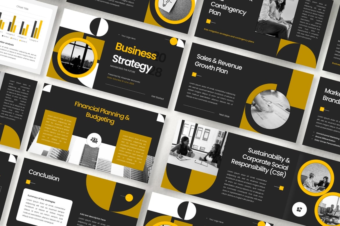Template PowerPoint Strategi Bisnis yang Modern dan Profesional