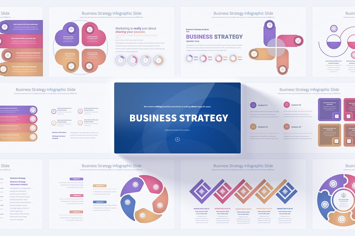 Template PowerPoint Strategi Bisnis - Slides Infografis Menarik