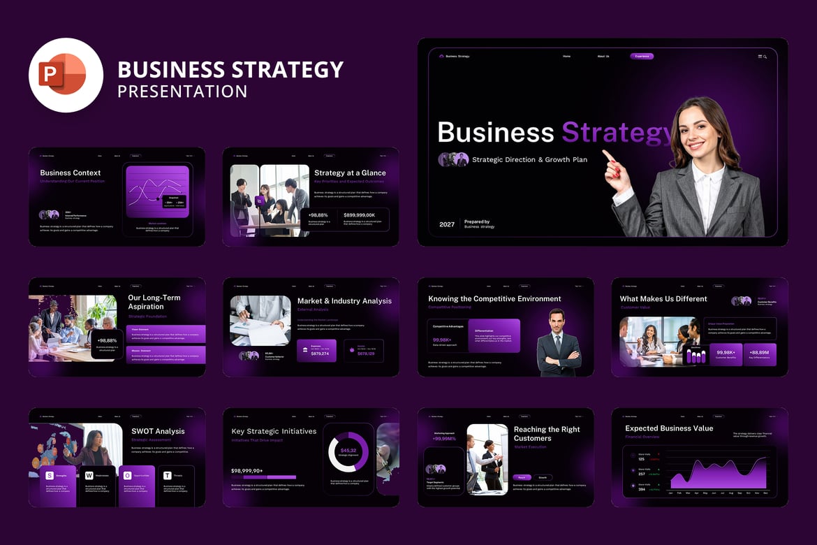 Template Presentasi Strategi Bisnis yang Profesional dan Menarik