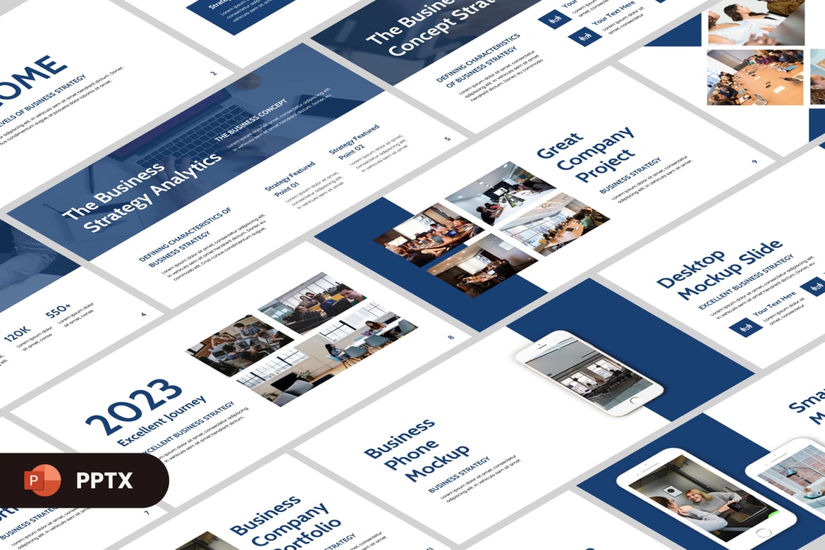Template PowerPoint Strategi Bisnis Modern yang Menarik