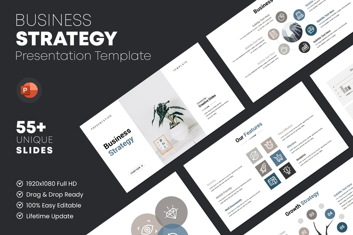 Template Presentasi PowerPoint Strategi Bisnis yang Menarik