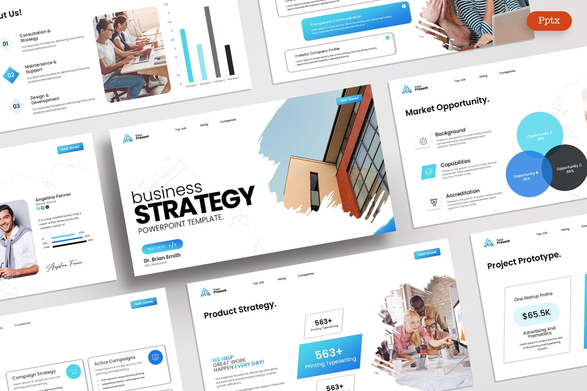 Template PowerPoint Strategi Bisnis yang Kreatif dan Profesional