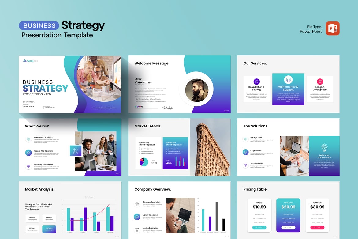 Template Presentasi Strategi Bisnis yang Kreatif dan Profesional