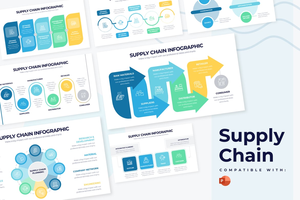 Template PowerPoint Infografis Rantai Pasok Modern