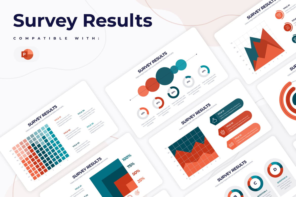 Template PowerPoint Infografis Hasil Survei Bisnis Modern