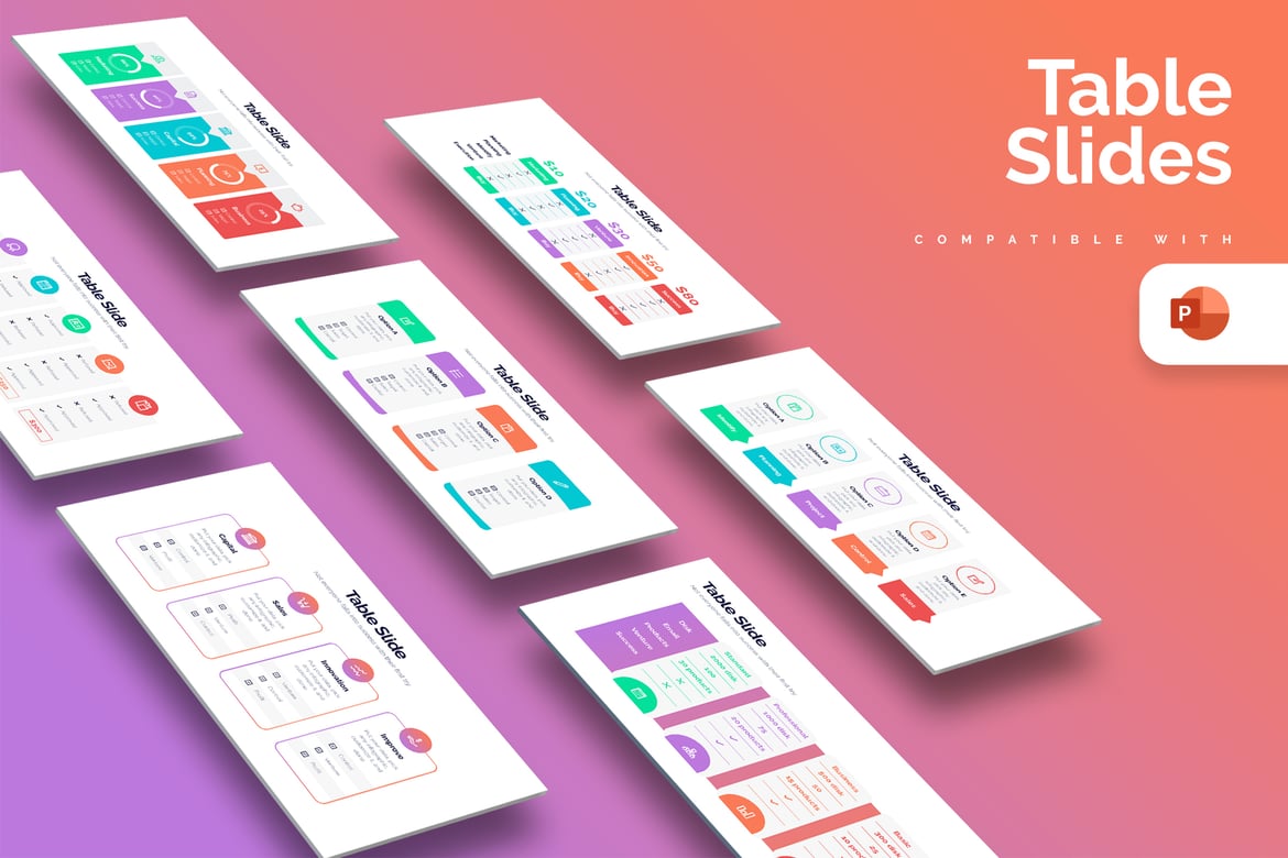 Template Presentasi PowerPoint: Slide Tabel Bisnis Modern