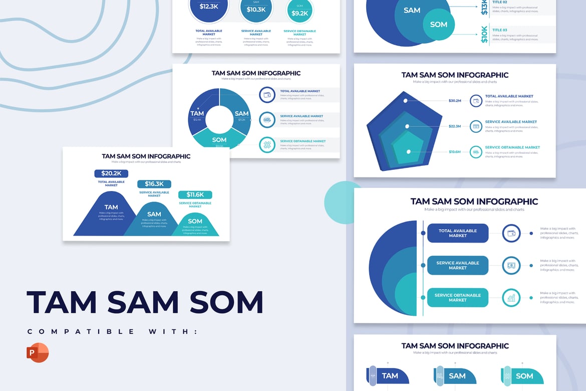 Template PowerPoint Infografis TAM SAM SOM Modern untuk Presentasi Bisnis