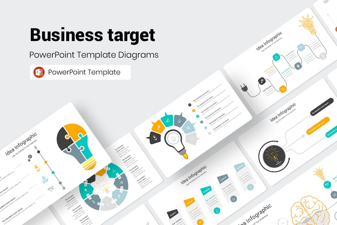 Template PowerPoint Infografis Target Bisnis yang Menarik