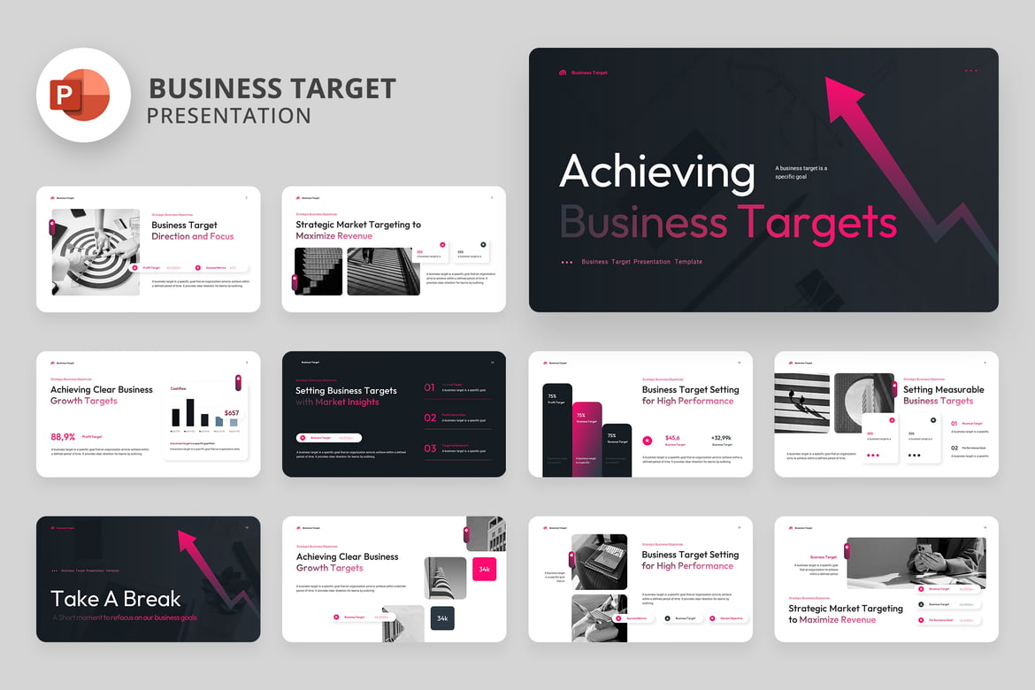 Template Presentasi Bisnis Target yang Menarik dan Profesional