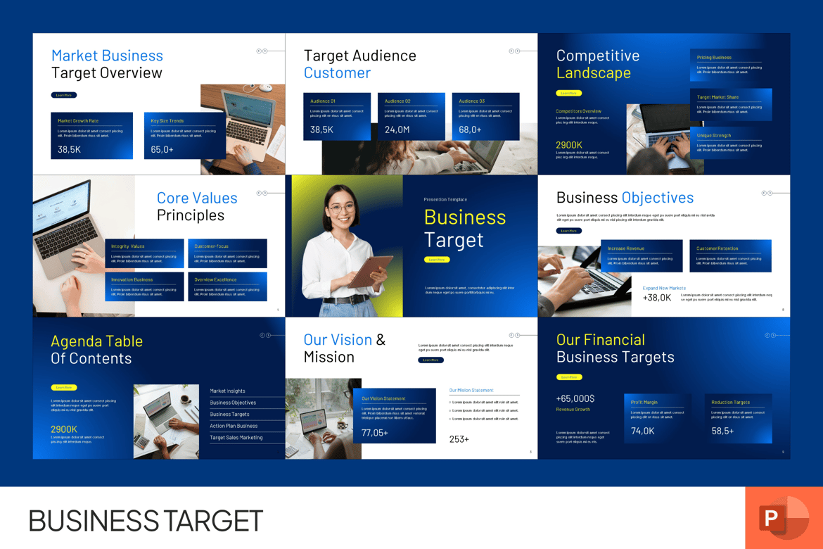 Template Presentasi PowerPoint untuk Menetapkan Target Bisnis