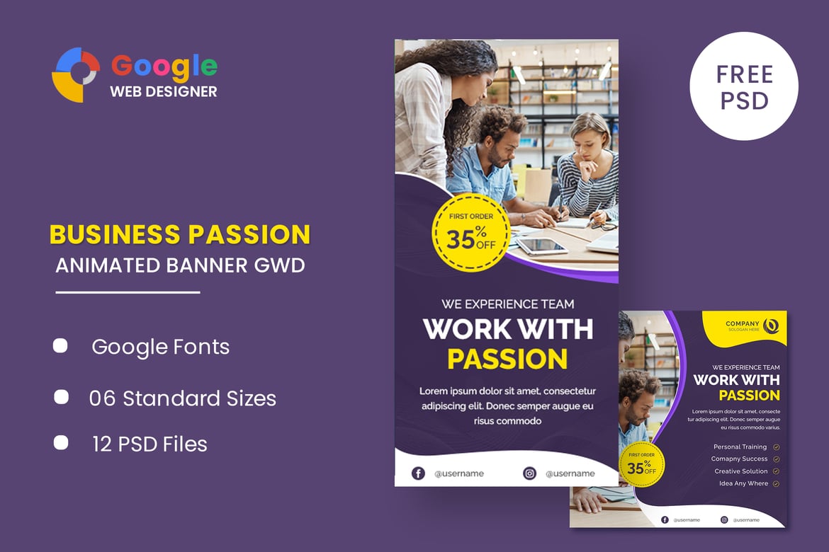 Banner Animasi Tim Bisnis untuk Desain Web Google yang Menarik