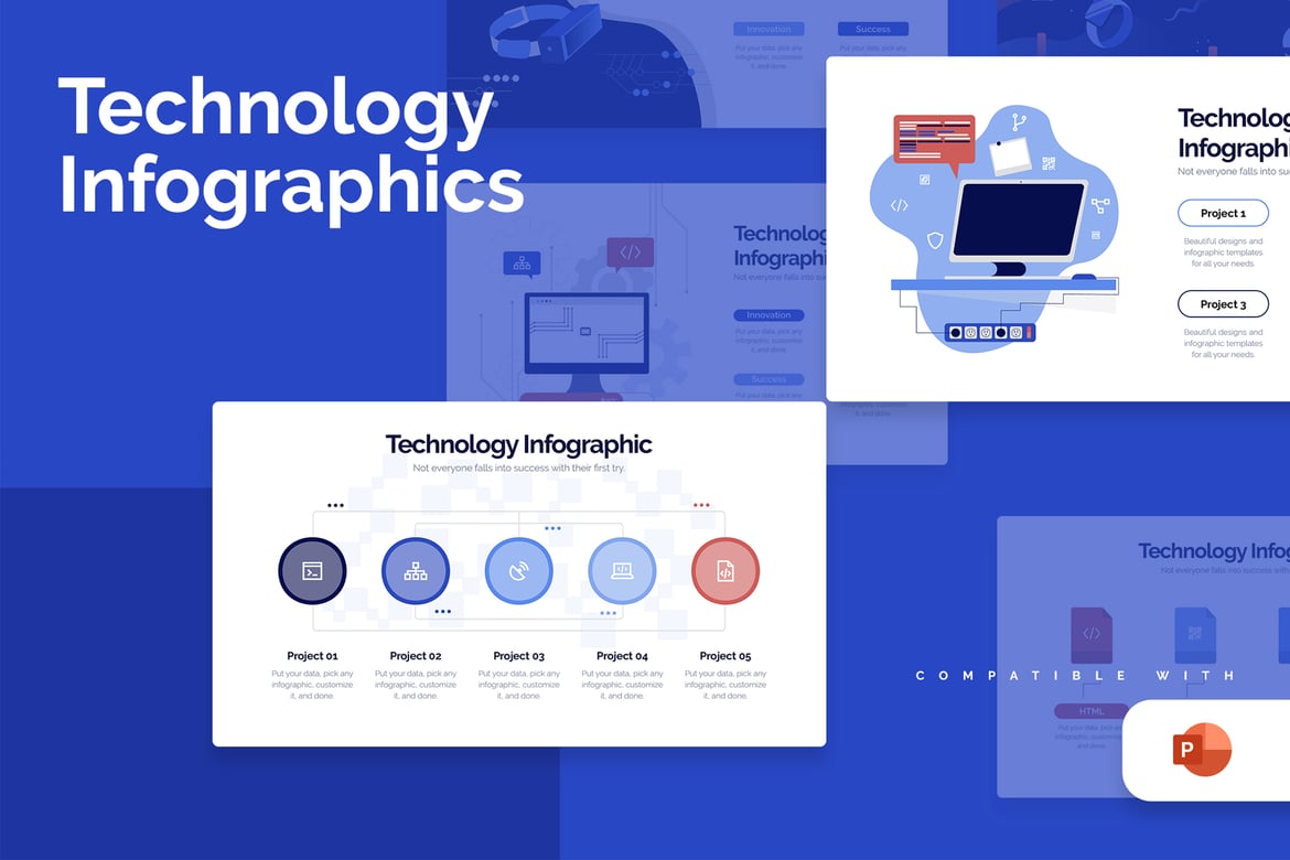 Template PowerPoint Infografis Teknologi Bisnis Modern