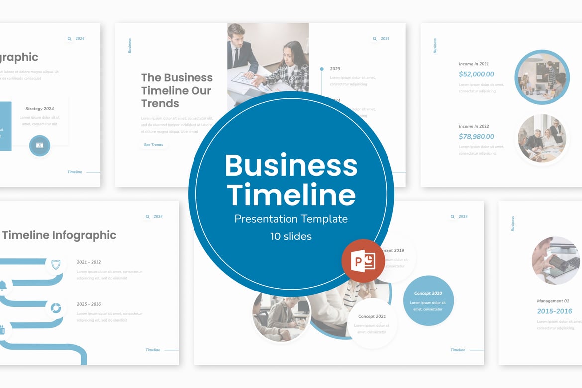 Template Presentasi PowerPoint Timeline Bisnis yang Menarik