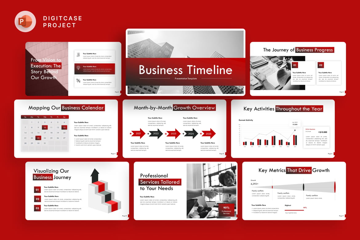 Template Presentasi Timeline Bisnis Profesional - PowerPoint