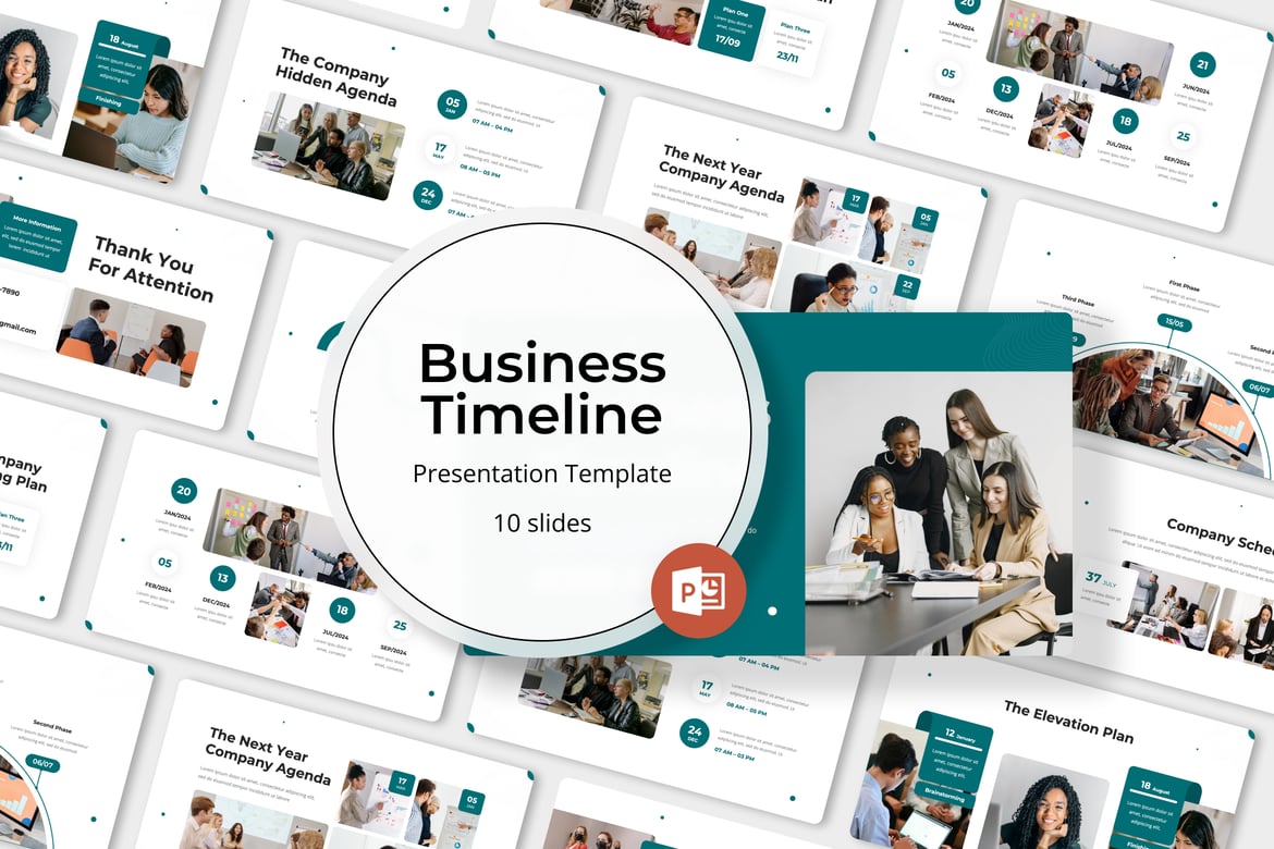 Template Presentasi Timeline Bisnis yang Menarik