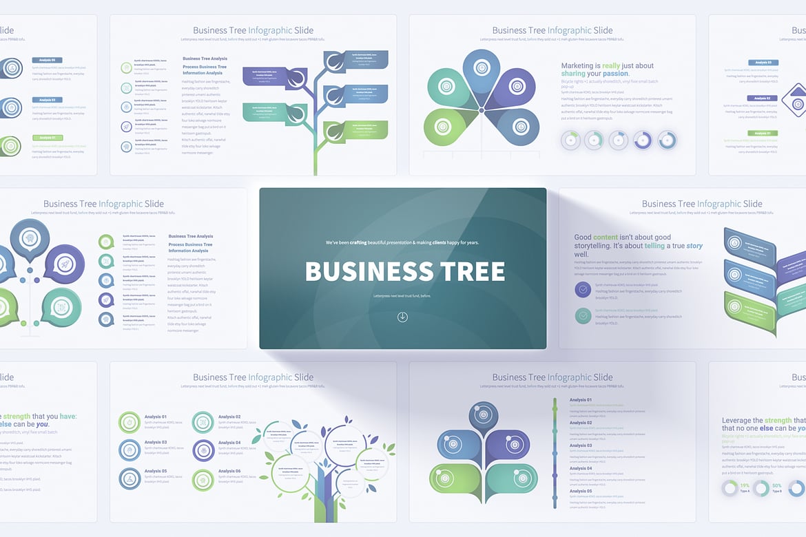 Template PowerPoint Infografis Pohon Bisnis yang Menarik