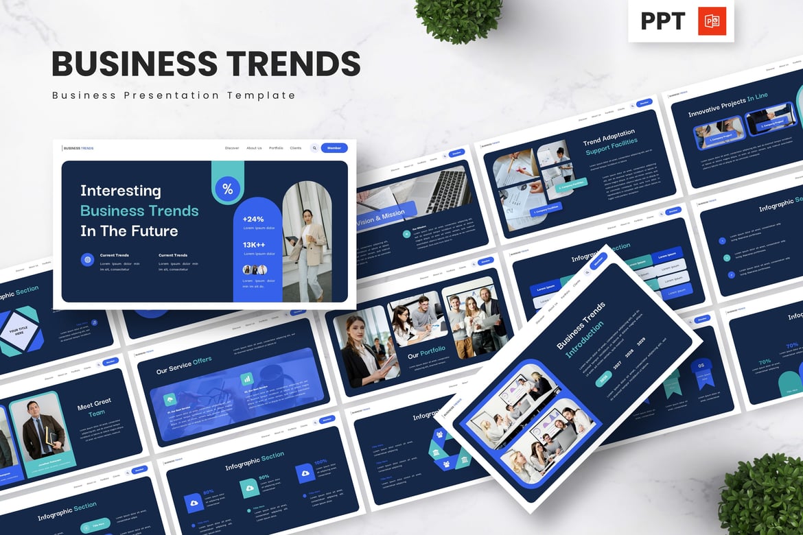 Template PowerPoint Tren Bisnis yang Menarik dan Profesional