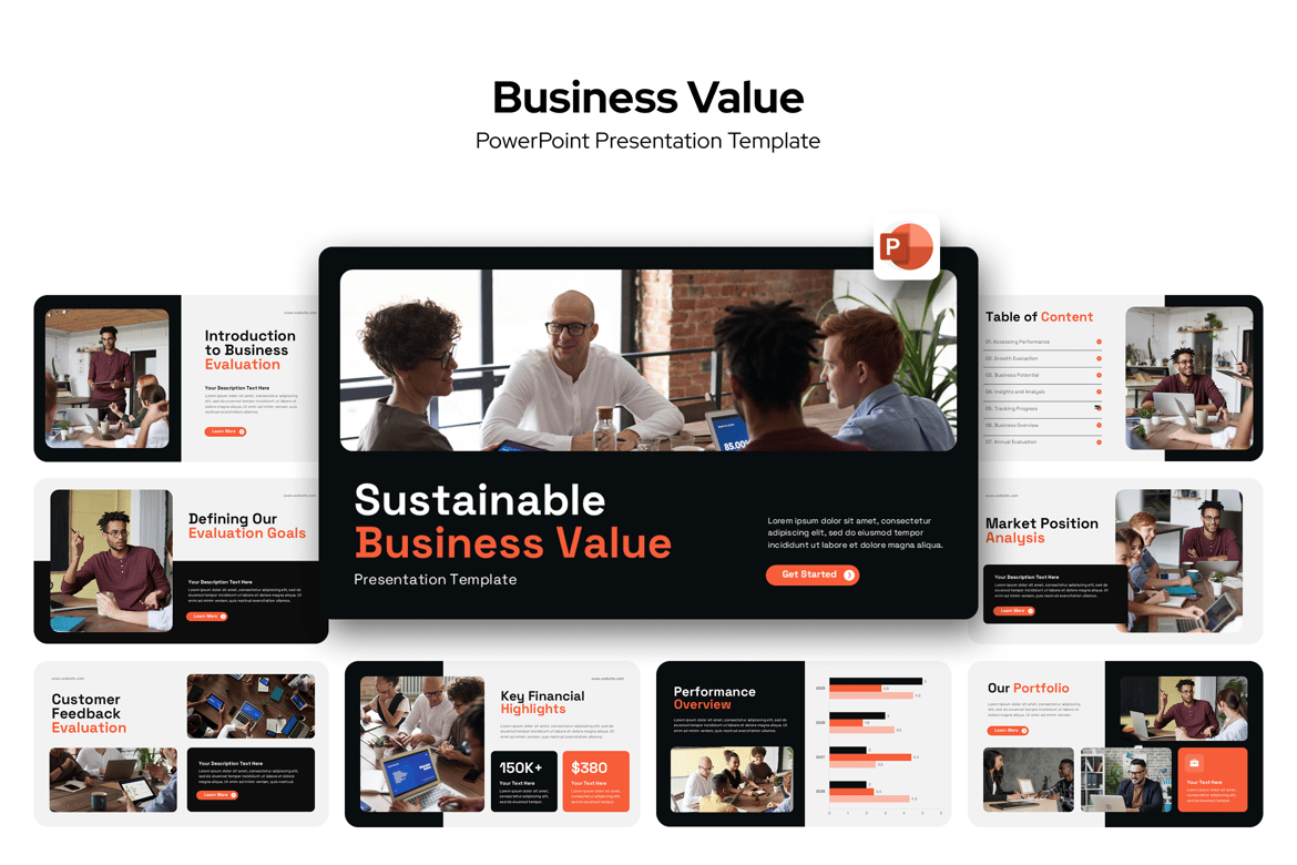 Template PowerPoint Nilai Bisnis yang Profesional
