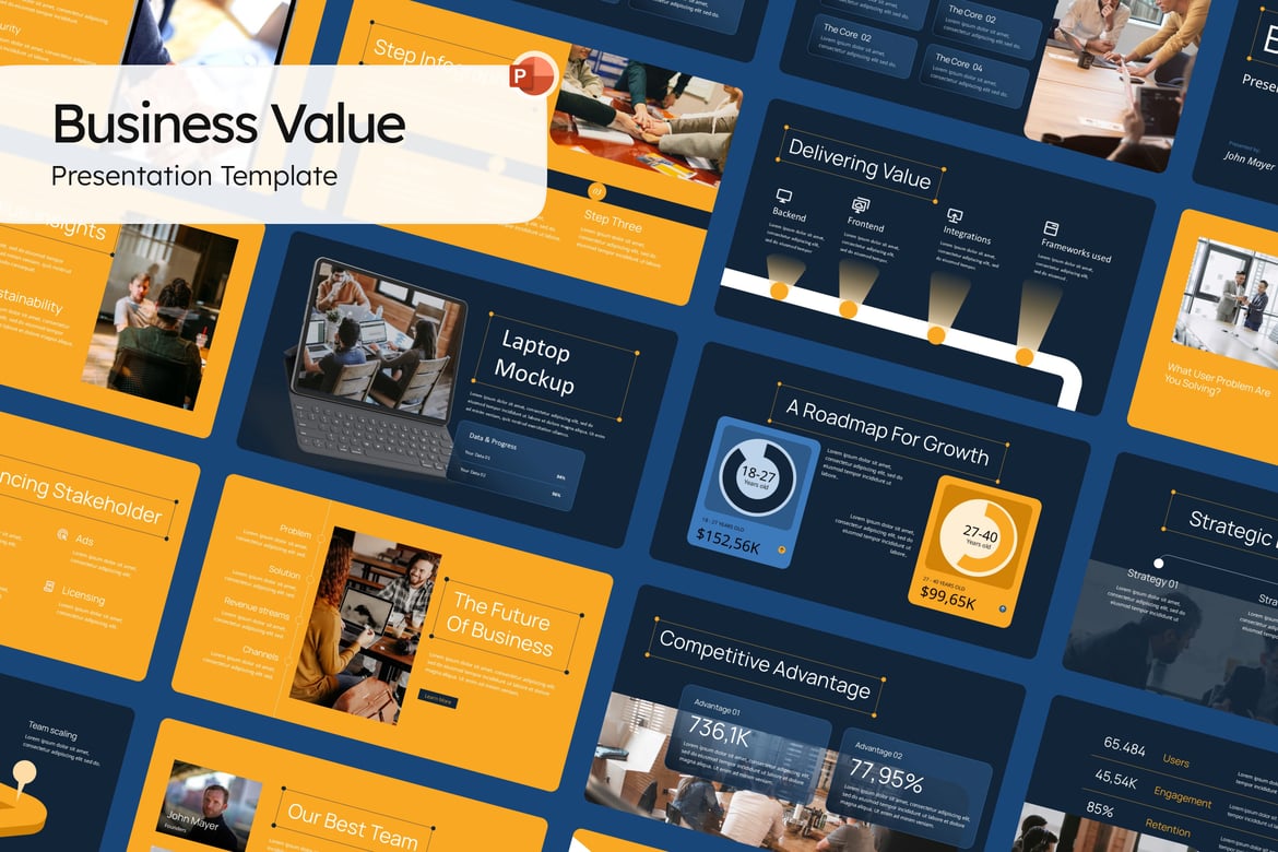 Template Presentasi PowerPoint Nilai Bisnis yang Menarik