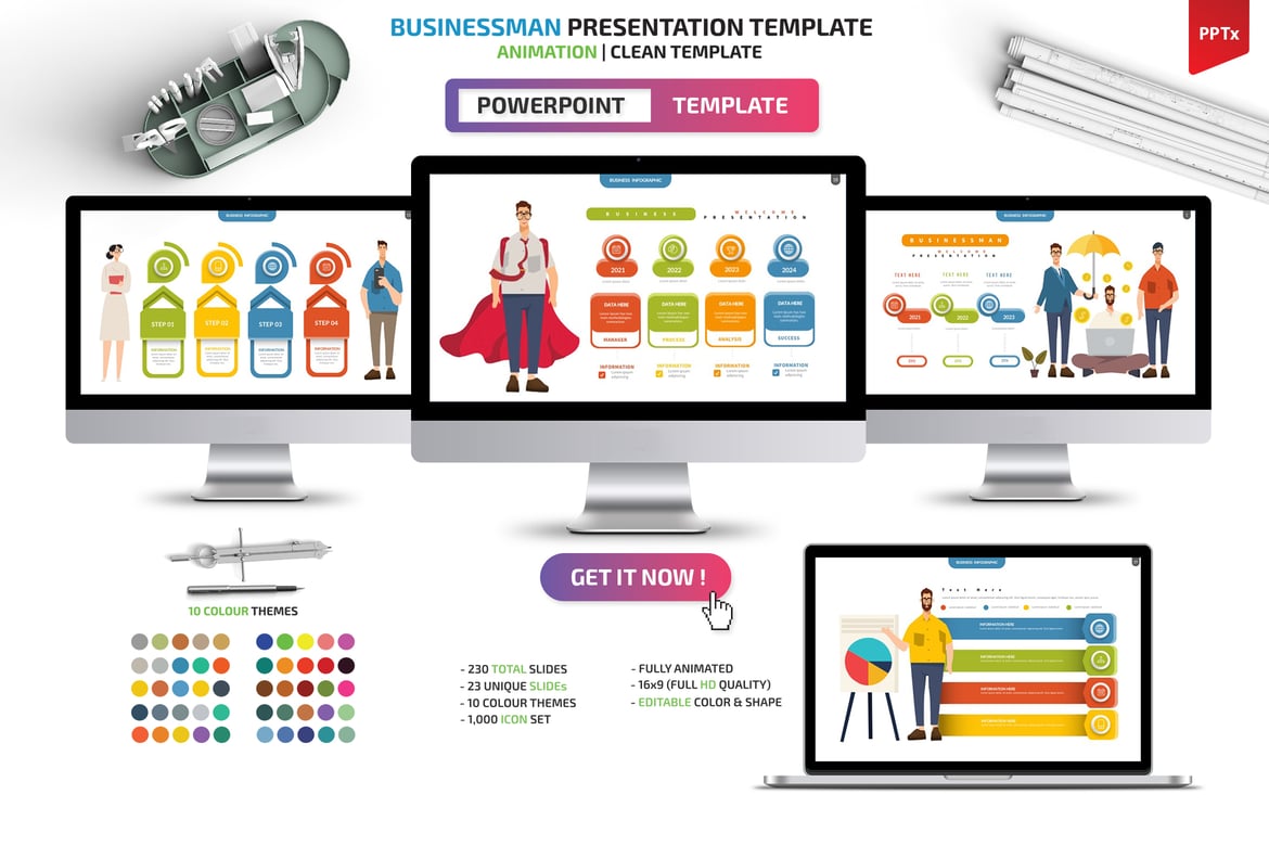 Template Presentasi PowerPoint Infografis untuk Pengusaha