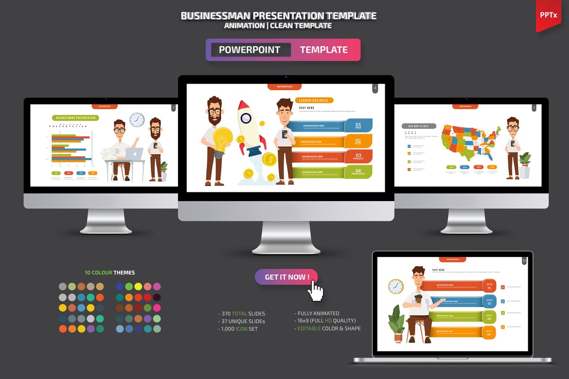 Template Presentasi PowerPoint untuk Pengusaha yang Menarik