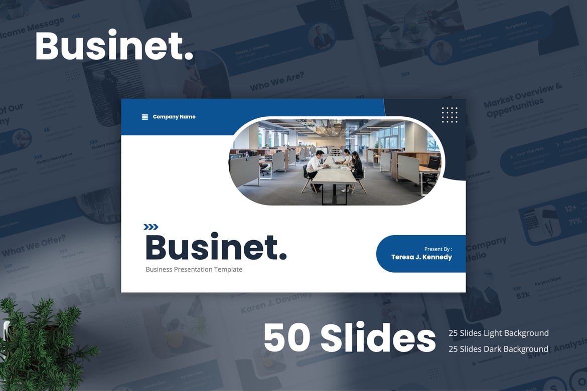 Template Presentasi Bisnis Businet - PowerPoint Modern dan Minimalis