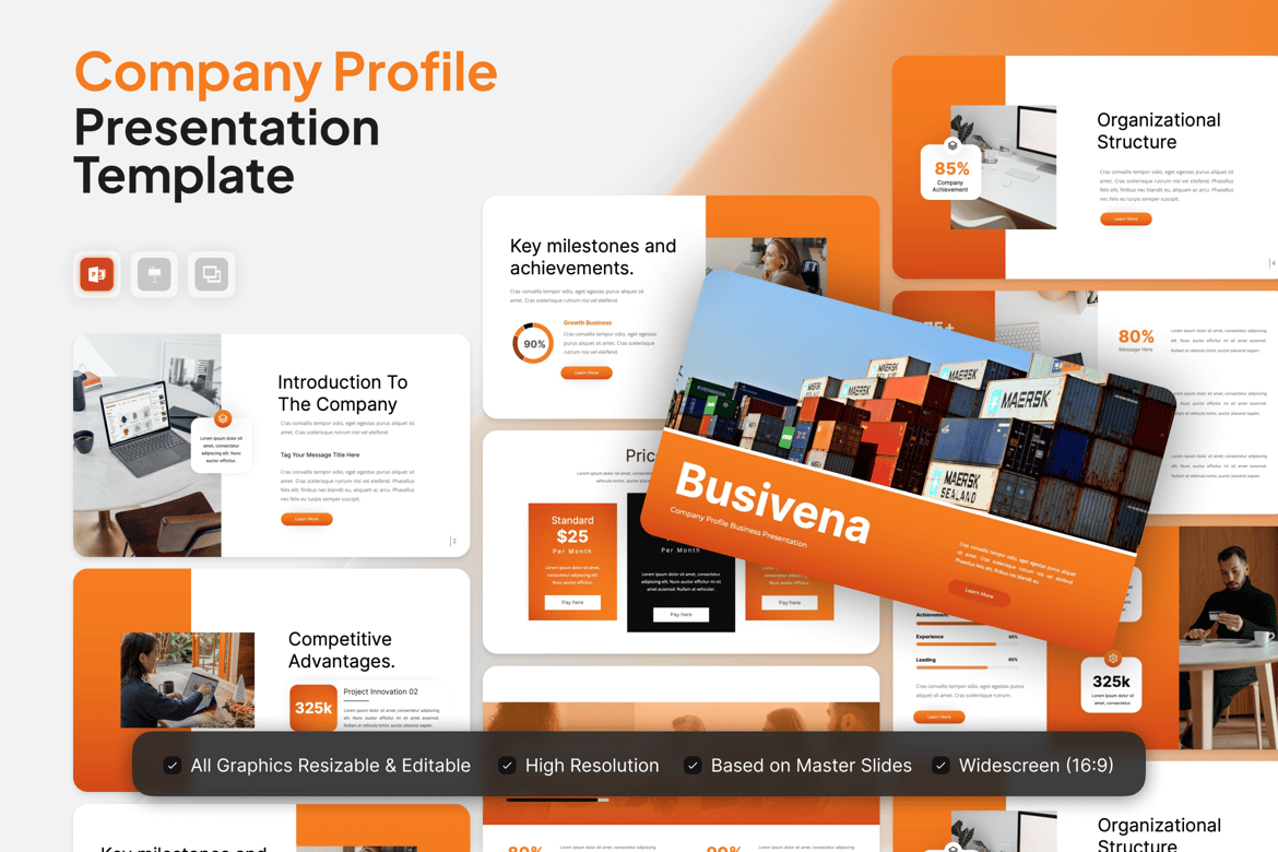 Busineva - Template Presentasi Profil Perusahaan yang Menarik