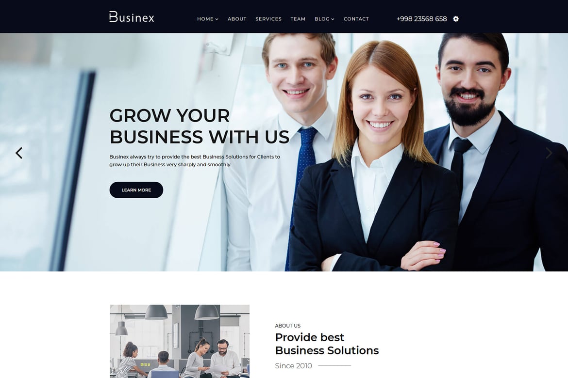 Businex - Template Website Korporat React yang Menawan