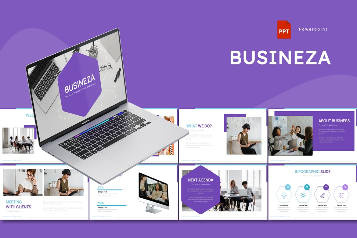 Template PowerPoint Busineza - Solusi Presentasi Profesional