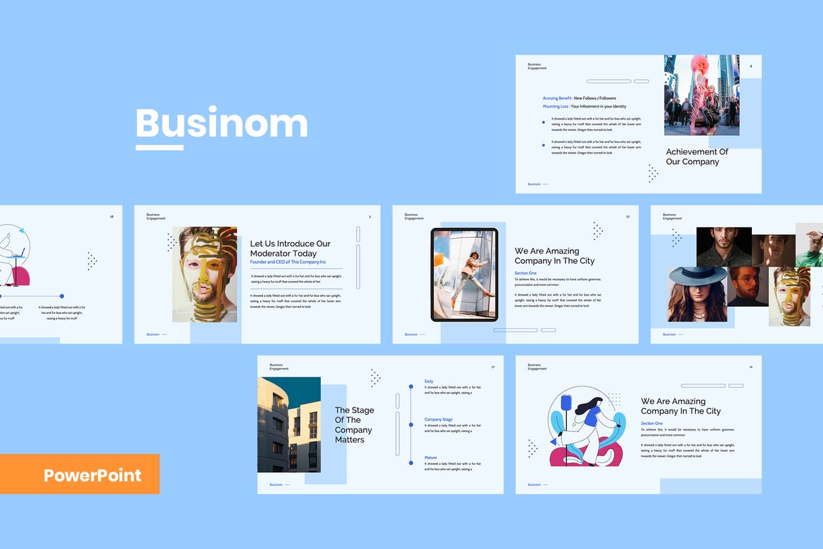 Template PowerPoint Bisnis Businom - Solusi Presentasi Profesional