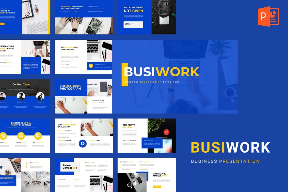 Busiwork – Template PowerPoint Bisnis dan Jaringan yang Modern