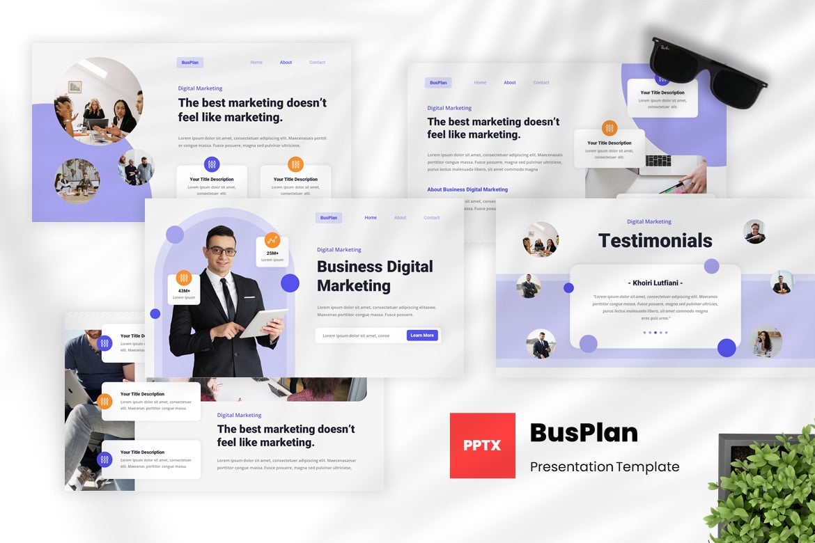 BusPlan - Template Powerpoint Pemasaran Digital yang Menarik