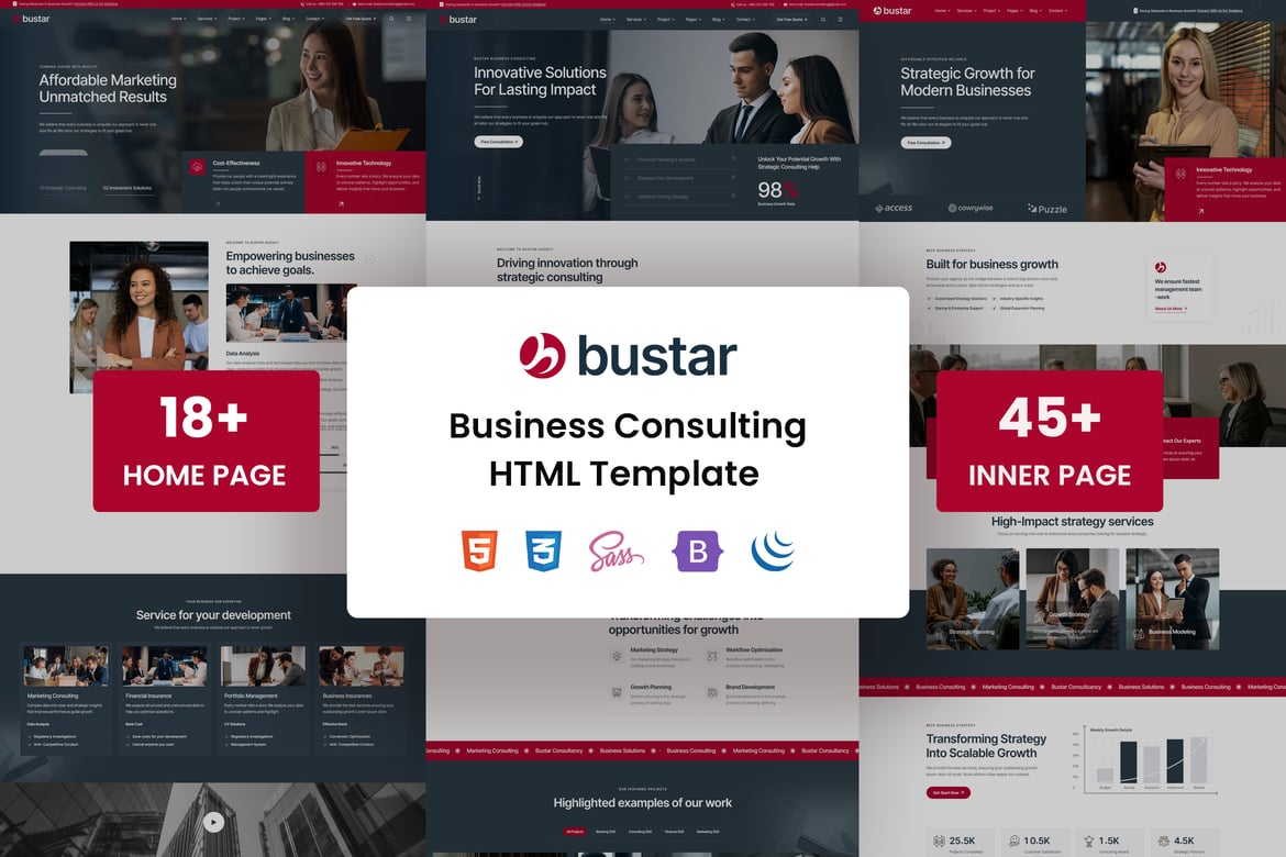 Bustar – Template Website Konsultasi Bisnis Modern dan Profesional