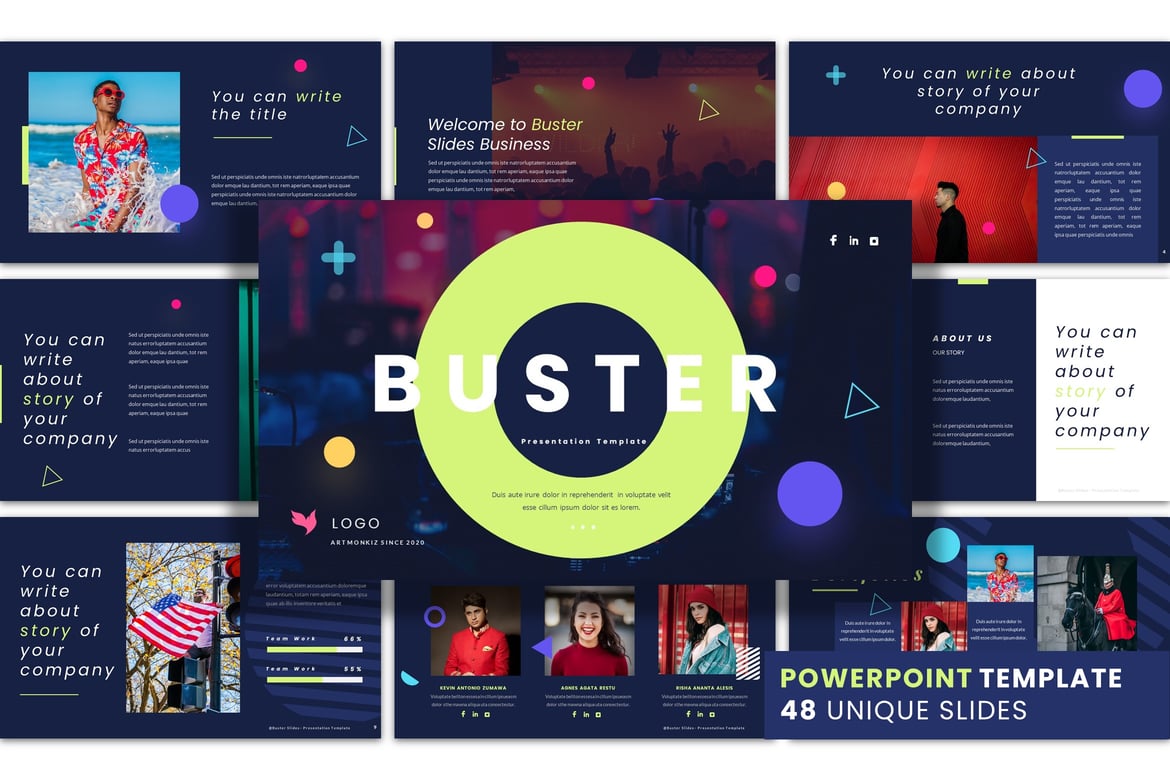 Template Presentasi PowerPoint Buster - Solusi Kreatif untuk Presentasi Anda