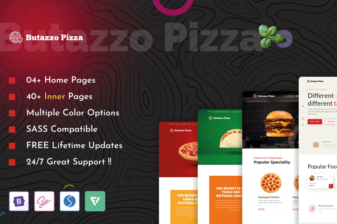 Butazzo Pizza - Template Website Restoran dan Pizza Satu Halaman HTML