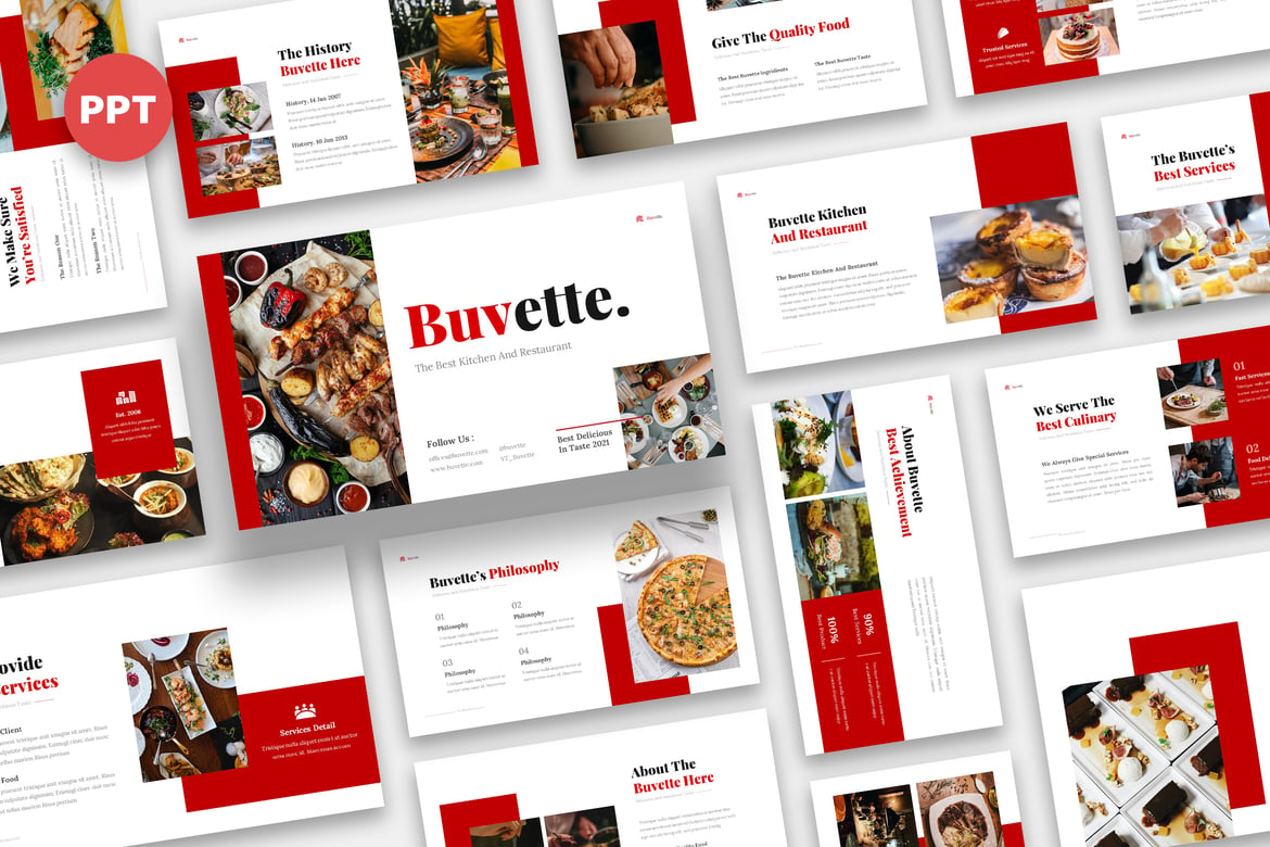 Template Presentasi PowerPoint Buvette untuk Dapur dan Restoran