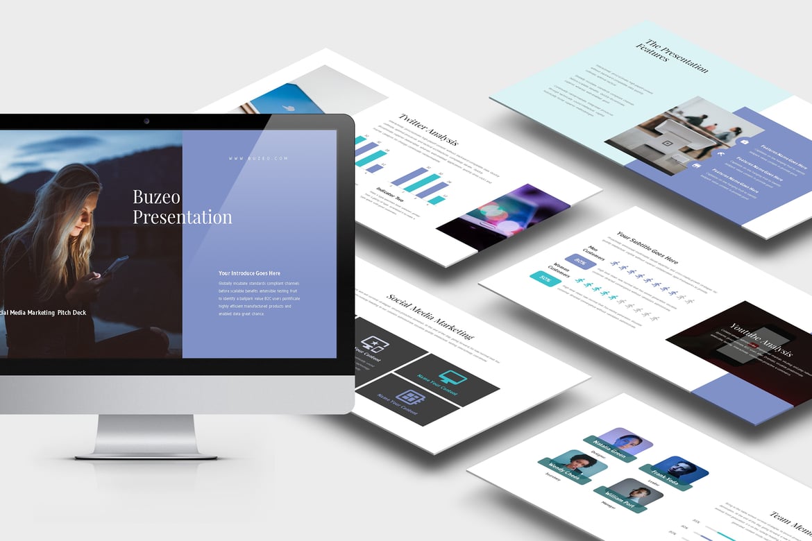 Template Presentasi Buzeo: Deck Pemasaran Sosial Media PowerPoint
