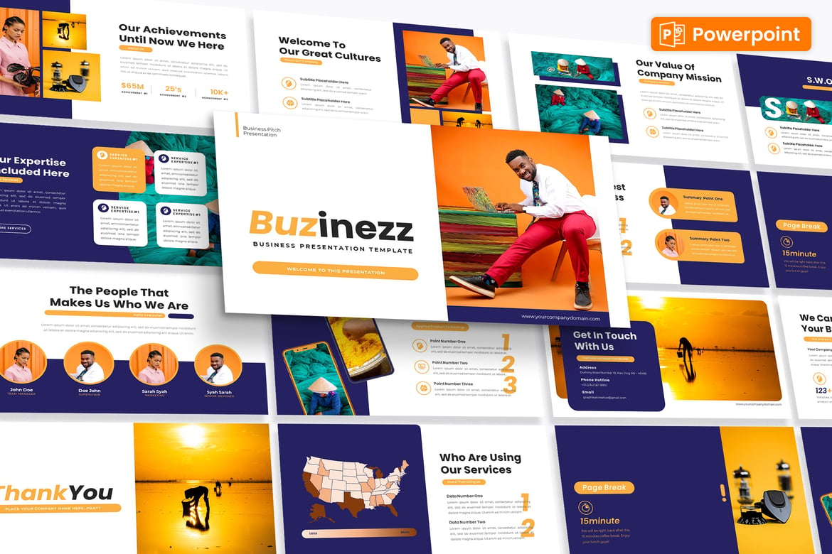 Buzinezz - Template Presentasi PowerPoint Bisnis Santai yang Menarik
