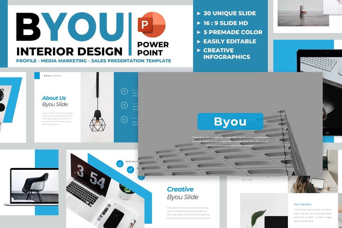 Byou - Template PowerPoint Desain Interior yang Menarik