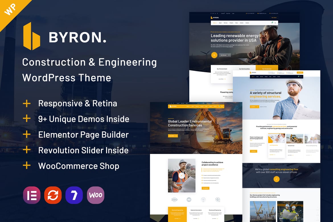 Byron | Tema WordPress Konstruksi dan Teknik yang Responsif dan Kuat