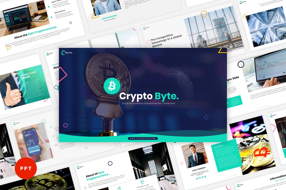 Template PowerPoint Cryptocurrency Terbaik - Byte